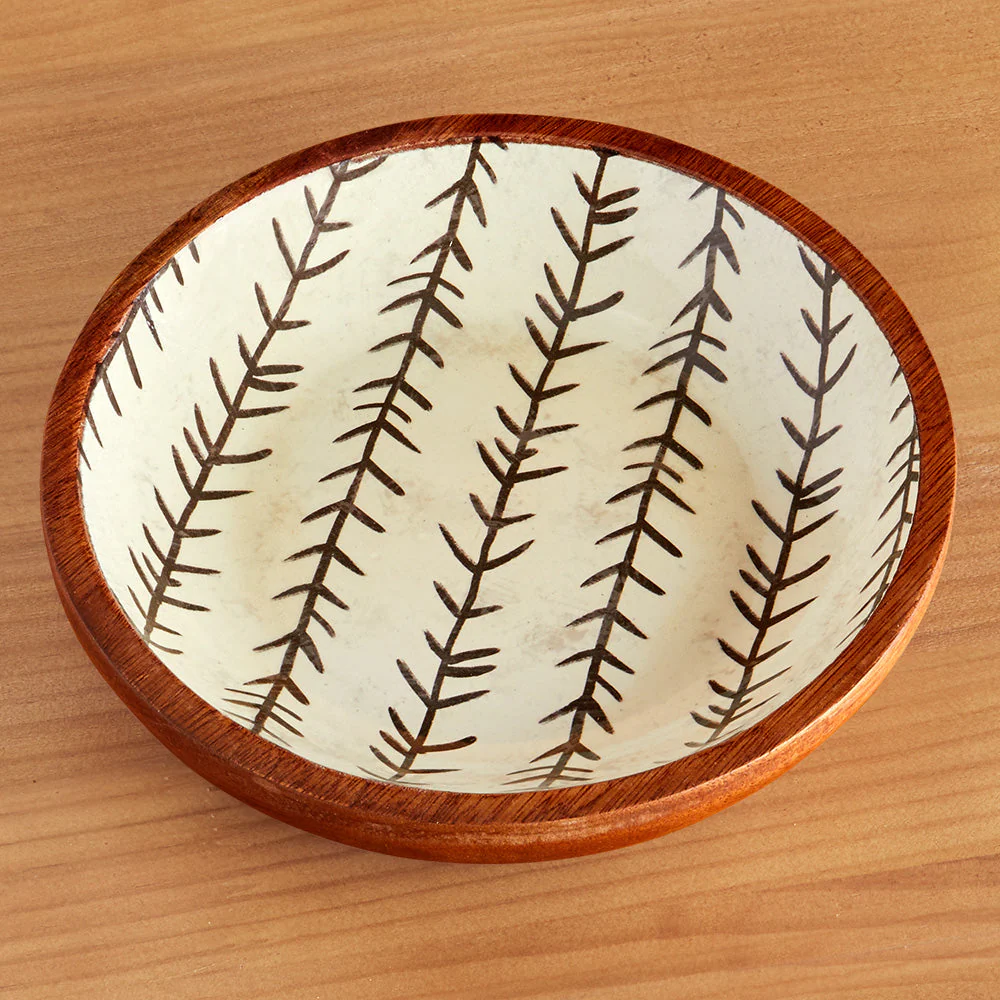 Enameled Acacia Wood Bowls - Image 3