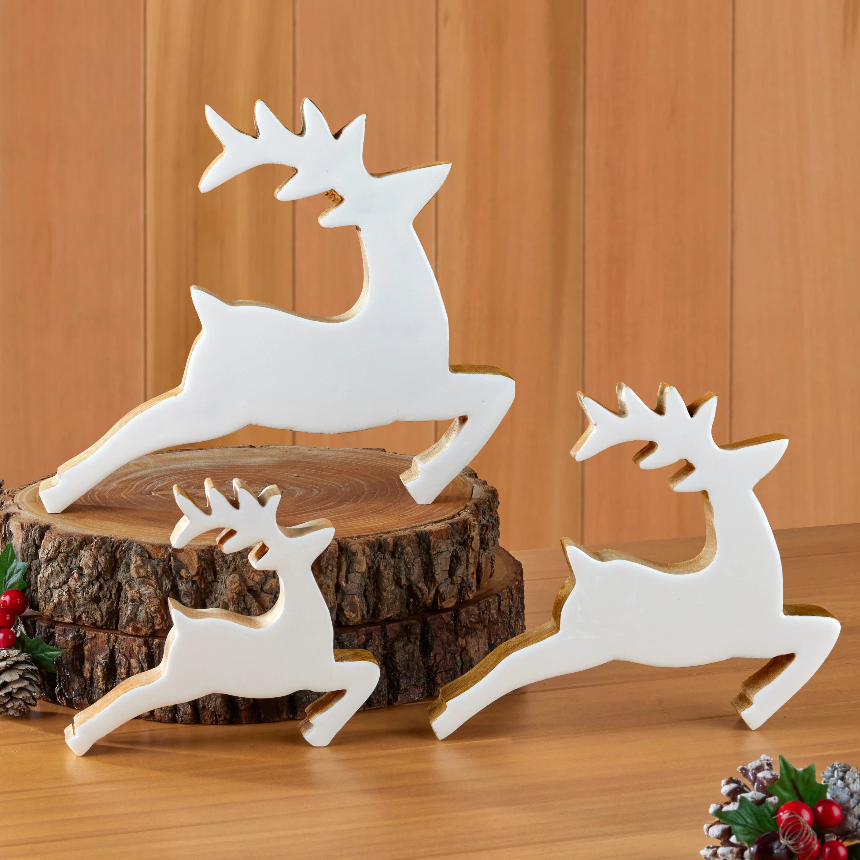 Enameled Mango Wood Prancing Reindeer - Image 2