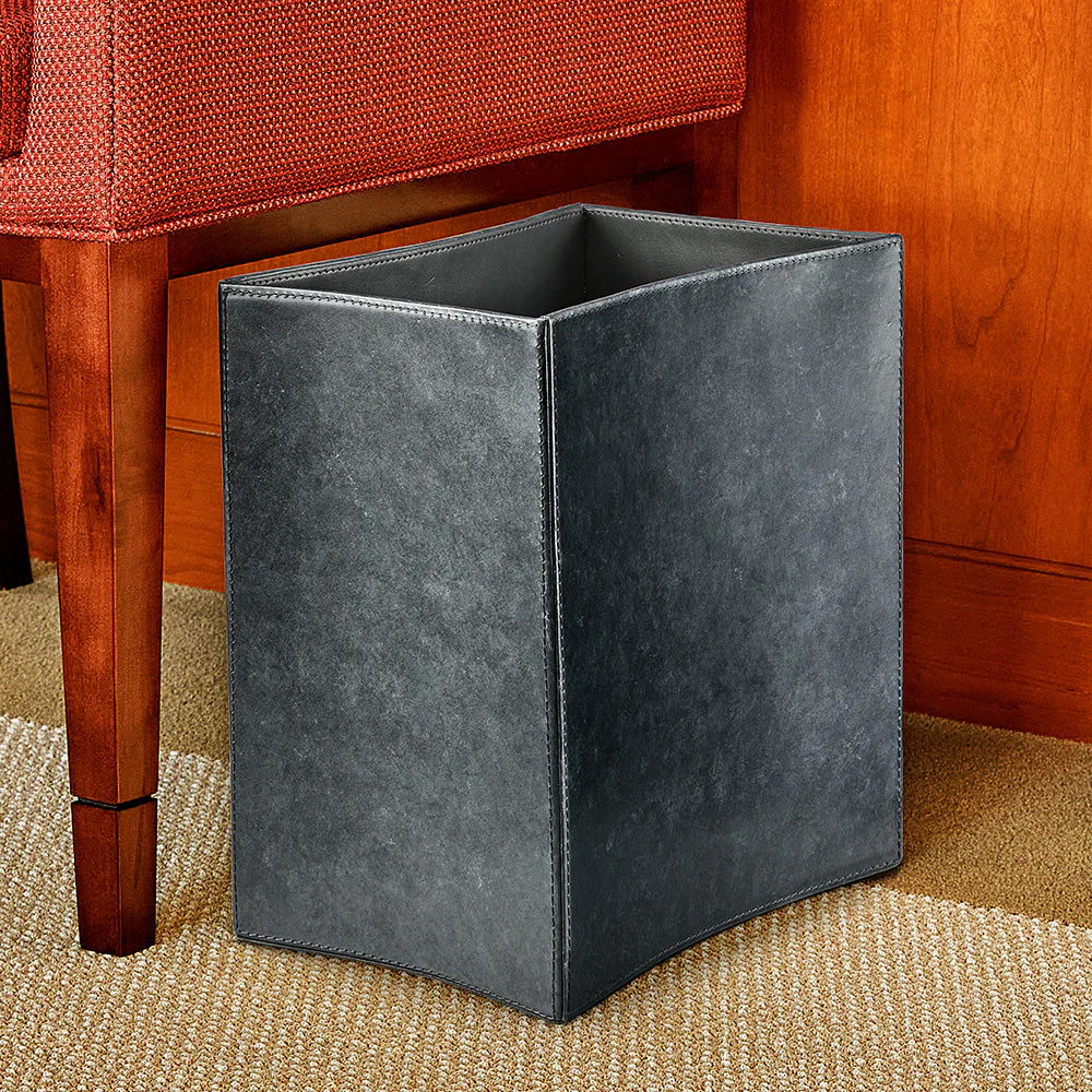Folded Leather Wastebasket - Image 3