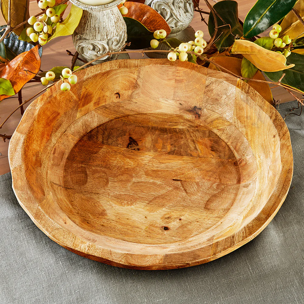 Hand-Carved Mango Wood Dough Bowl - Image 2