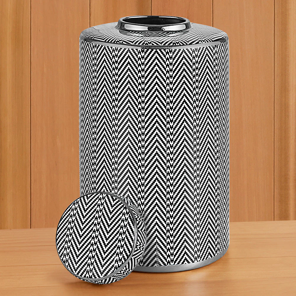 Herringbone Ceramic Lidded Jar - Image 2