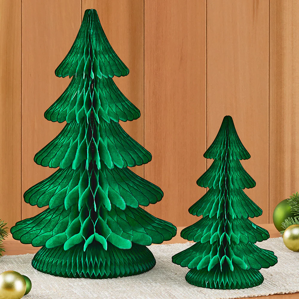 Hester & Cook Honeycomb Paper Christmas Decorations, Fir Trees - Image 2