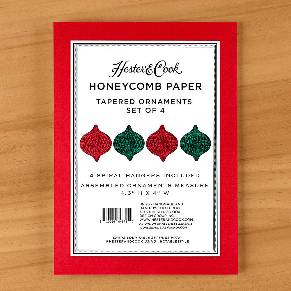Hester & Cook Honeycomb Paper Christmas Decorations, Teardrop Ornaments - Image 2