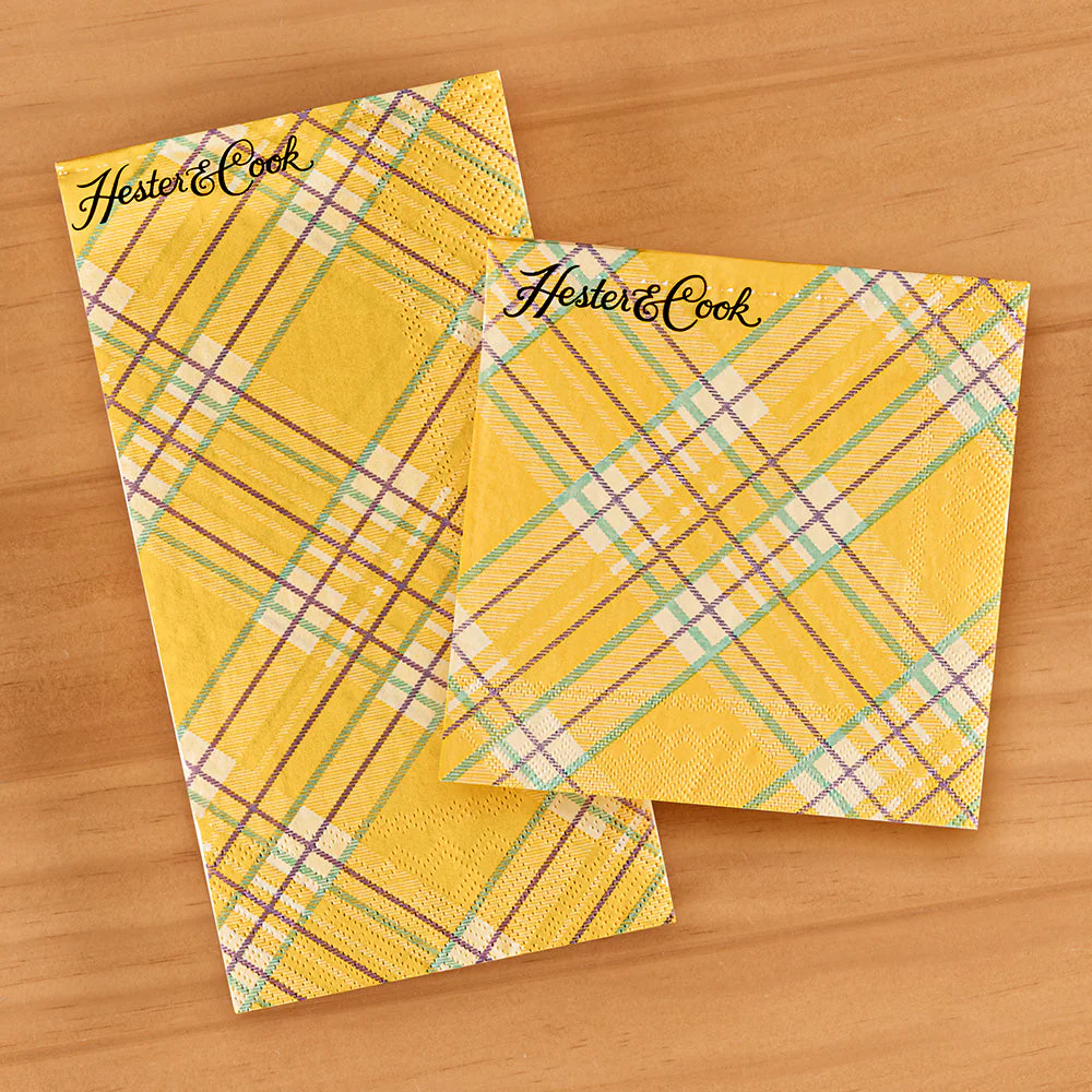 Hester & Cook Paper Napkins, Yellow Plaid