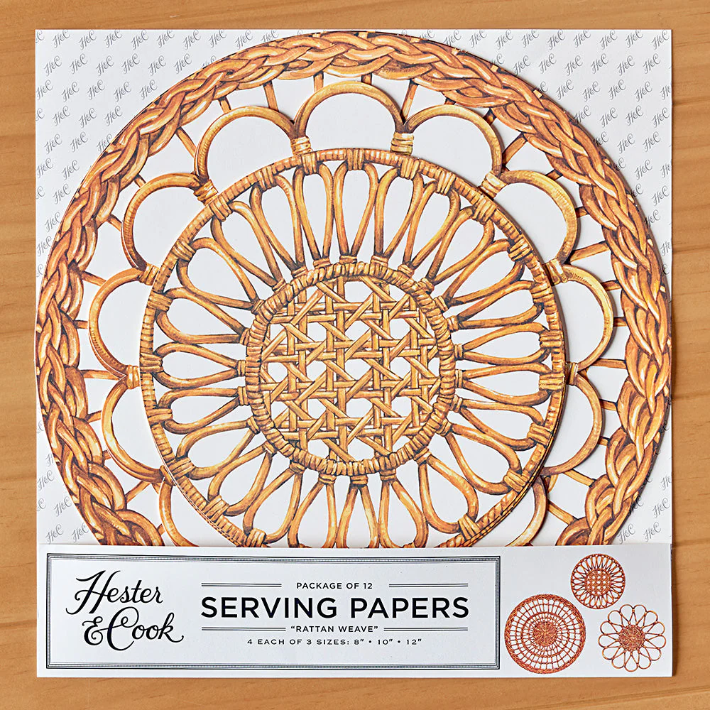Hester & Cook Serving Papers, Rattan Weave - Image 2