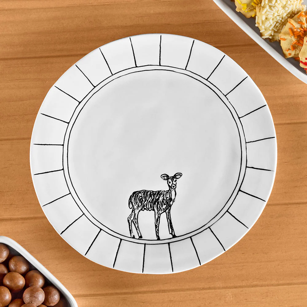 Hope + Mary Porcelain Woodland Animal Salad / Dessert Plate, Deer - Image 2