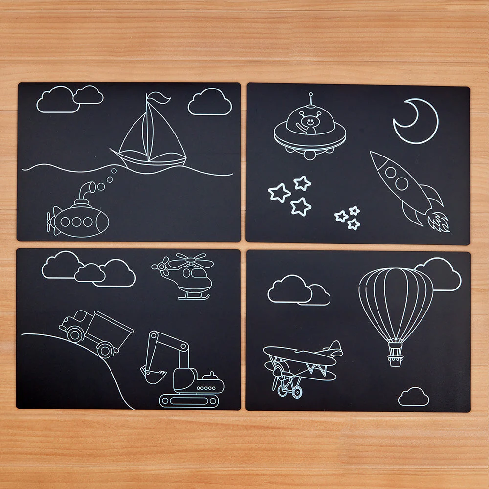 Imagination Starters Travel Chalkboard Coloring Placemats, Pack of 4 - Image 3