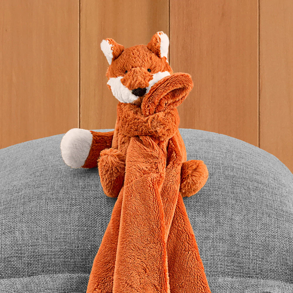 Jellycat Stuffed Animal Plush Soother Baby Blanket, Bashful Fox Cub