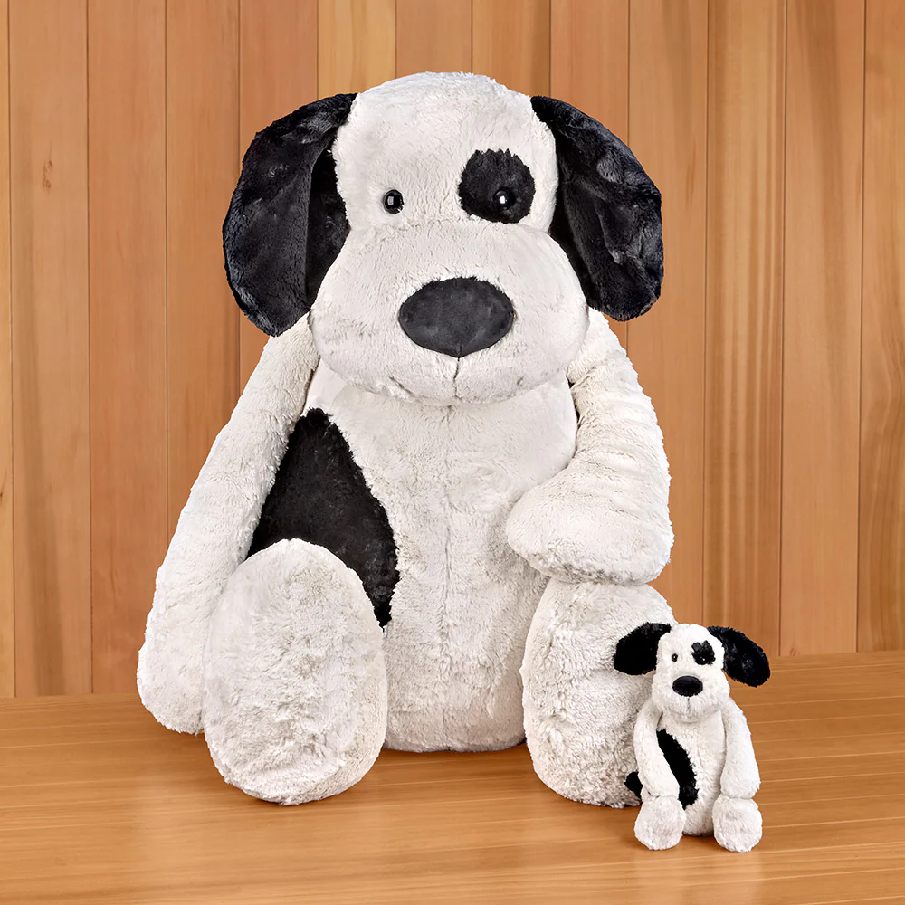 Jellycat Stuffed Animal Plush Toy, Bashful Black & Cream Puppy - Image 4