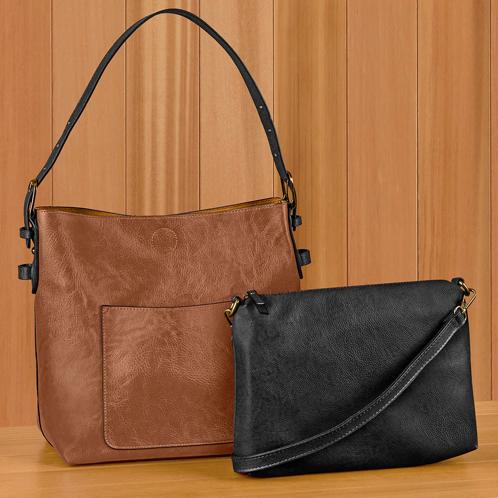 Joy Susan Vegan Leather Classic Hobo 2-in-1 Handbag - Image 9