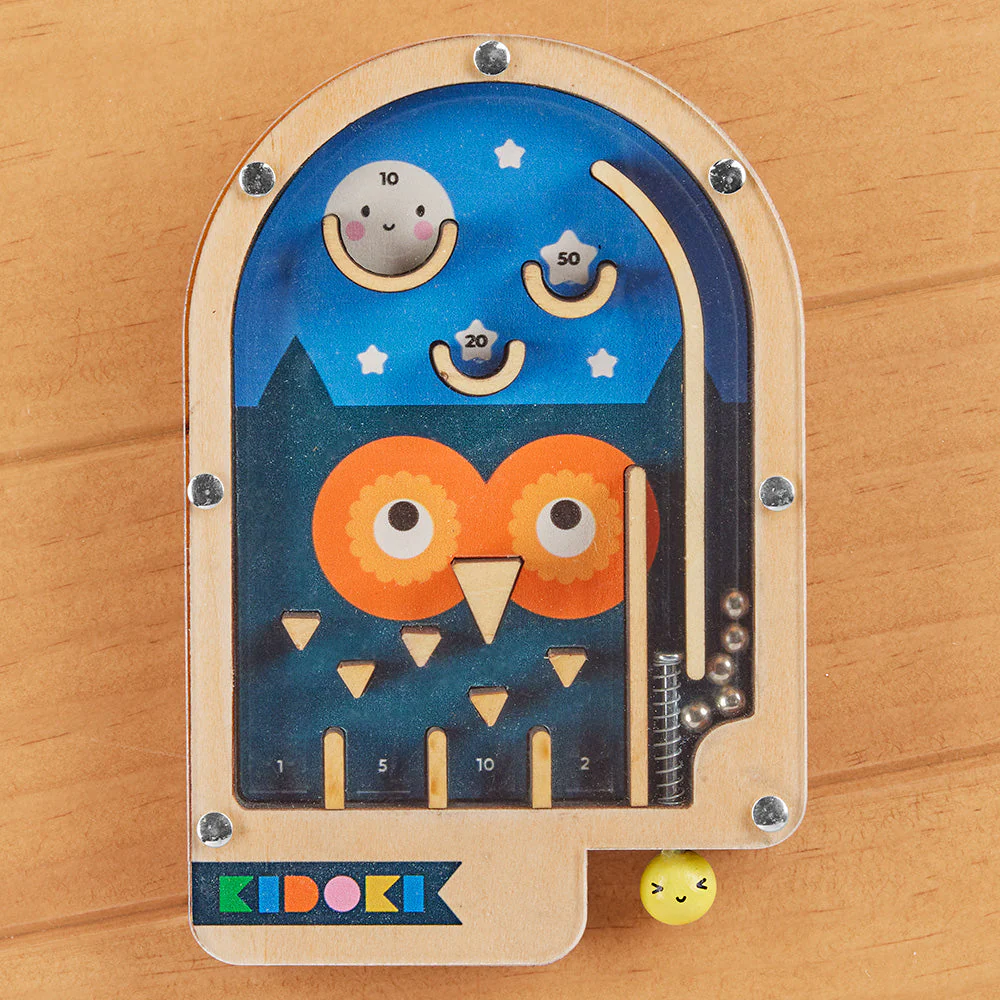 Kikkerland Mini Wooden Handheld Pinball Game