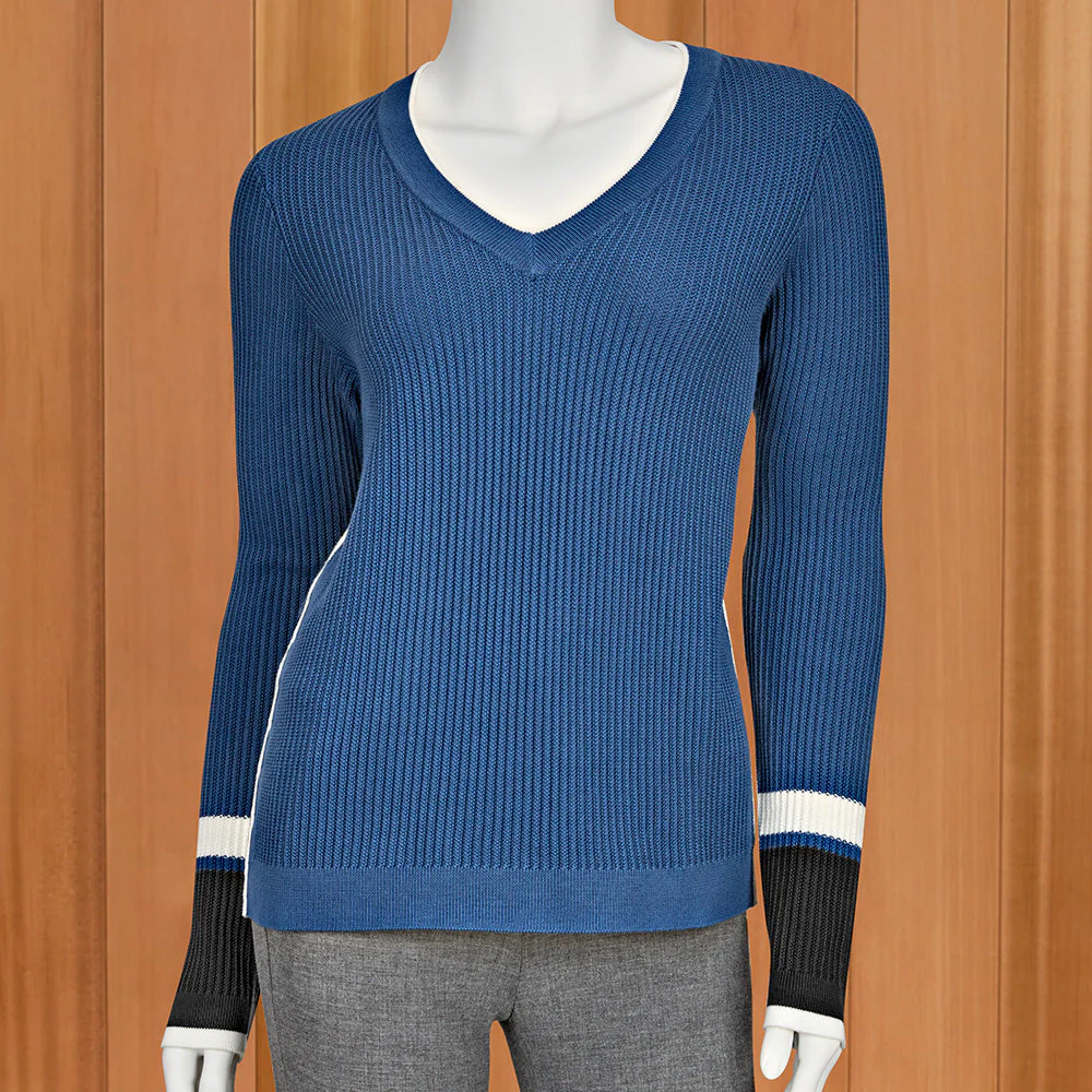 Kinross Colorplay Ribbed V-Neck Sweater - Image 3