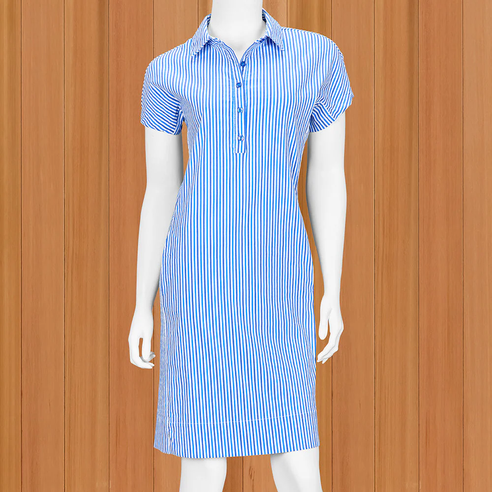 Lulu-B Women's Collared Seersucker Shift Dress