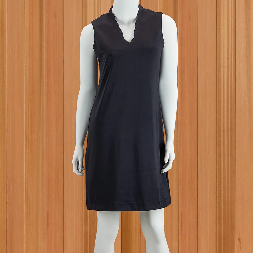 LuLu-B Women's Scalloped-Neck Sun Protection Dress, Black - Image 2