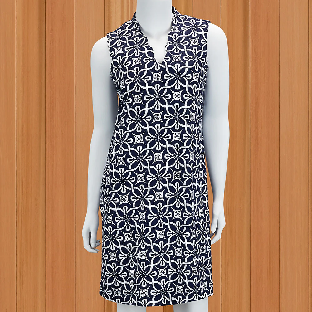 LuLu-B Women's Scalloped-Neck Sun Protection Dress, Tahitian Navy