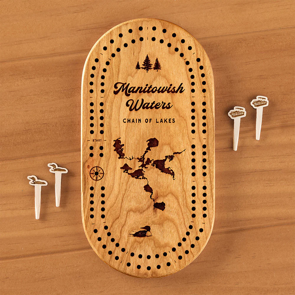 Manitowish Waters Mini Cribbage Board, Chain of Lakes - Image 2