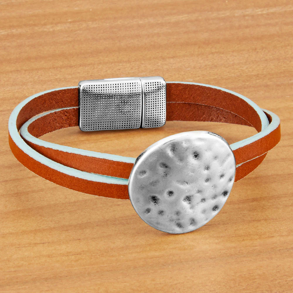 Montana Leather Double-Strand Concho Twist Bracelet - Image 3