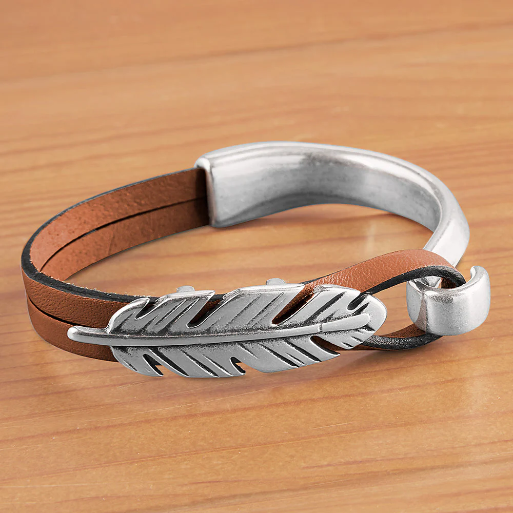 Montana Leather Half Cuff Bracelet, Feather - Image 7