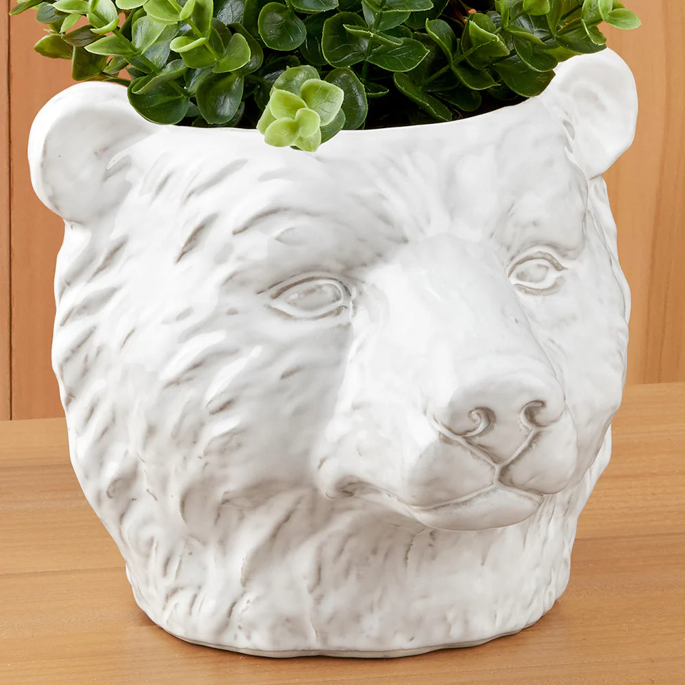 Nordic Stoneware Bear Planter