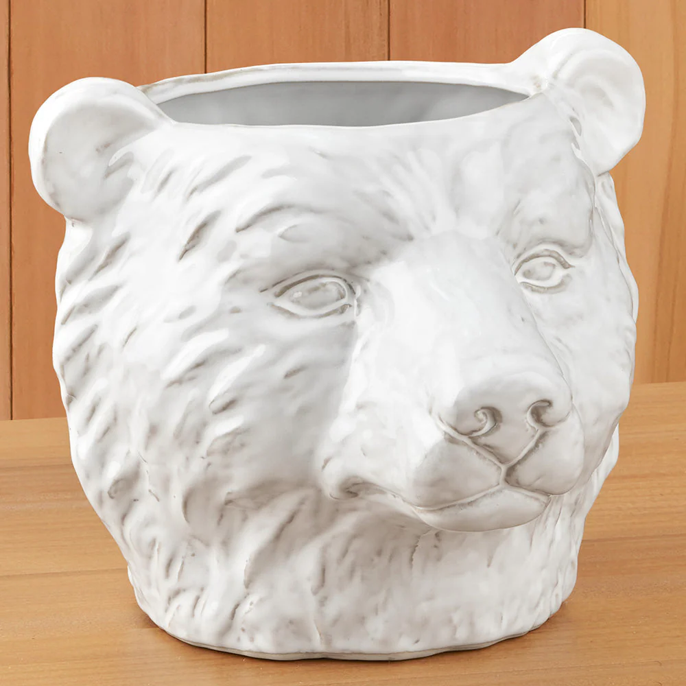 Nordic Stoneware Bear Planter - Image 2