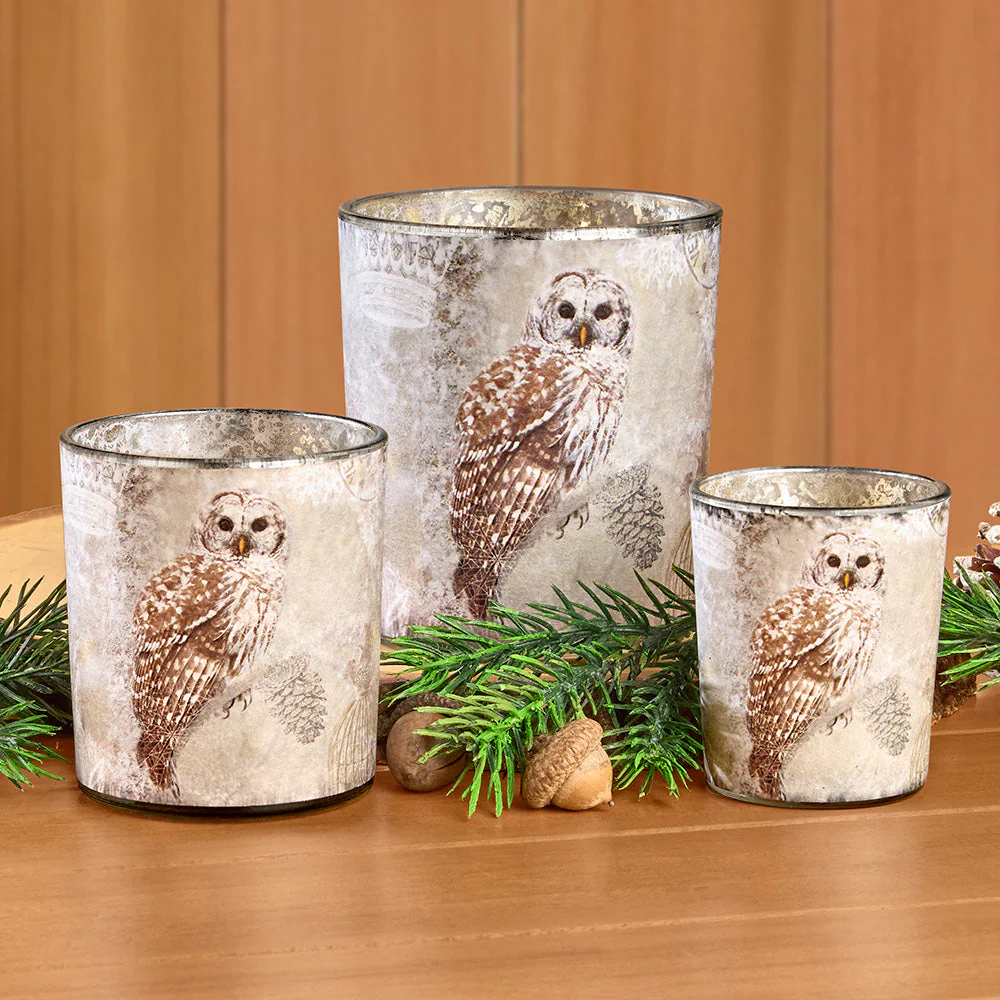 Northwoods Winter Owl Vase / Candleholder - Image 4