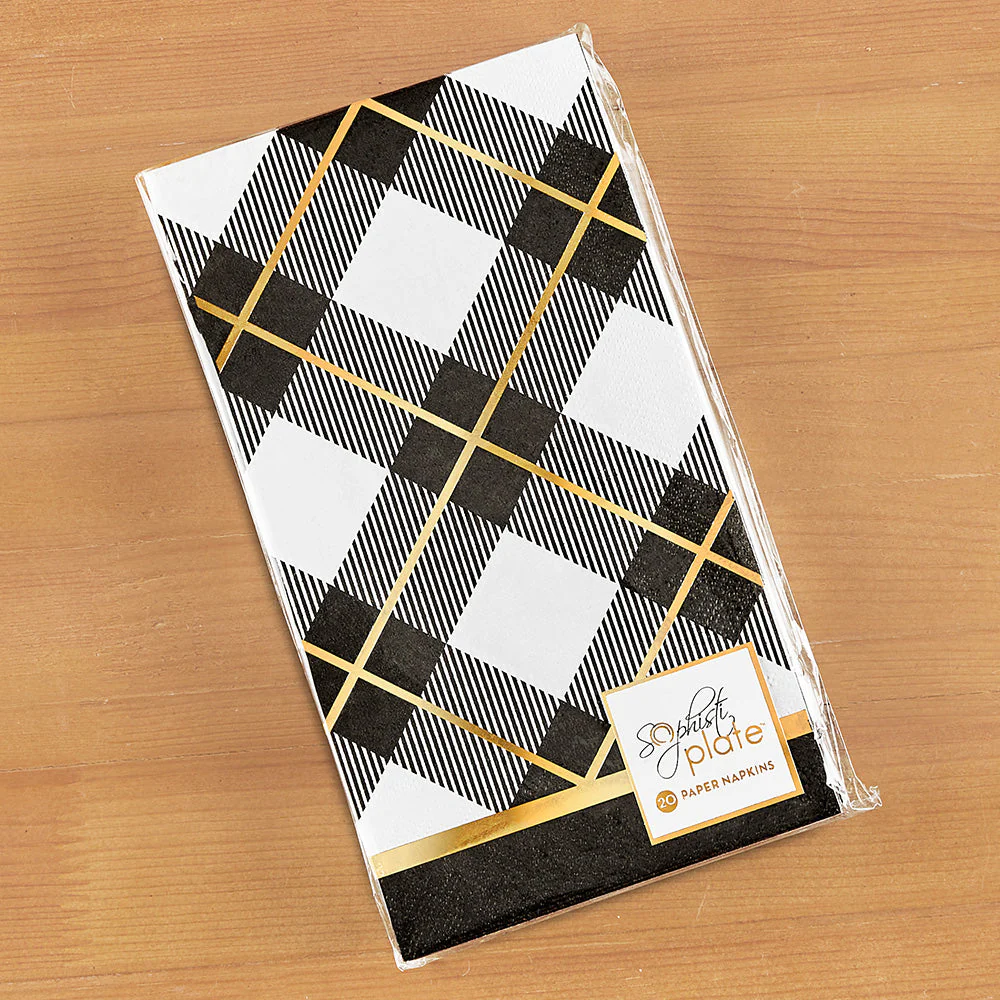 Sophistiplate Paper Napkins & Guest Towels, Black Buffalo Check - Image 3