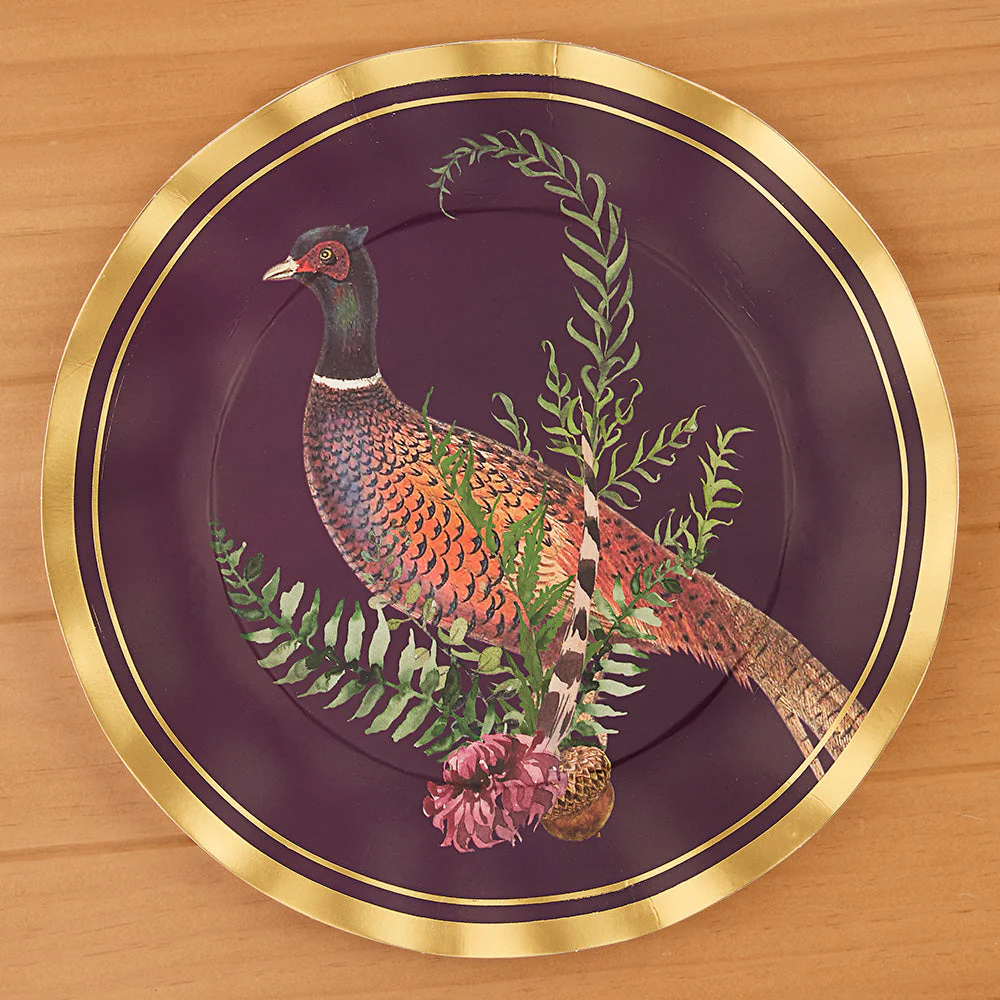 Sophistiplate Paper Plates and Napkins, Thanksgiving Pheasant Feather Grove - Image 3