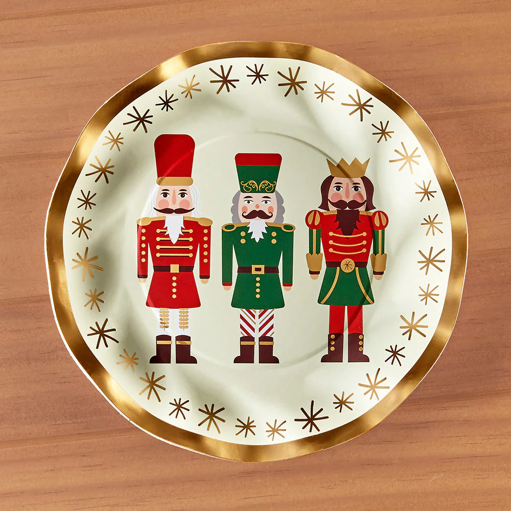 Sophistiplate Wavy Christmas Paper Salad Plates, Nutcracker