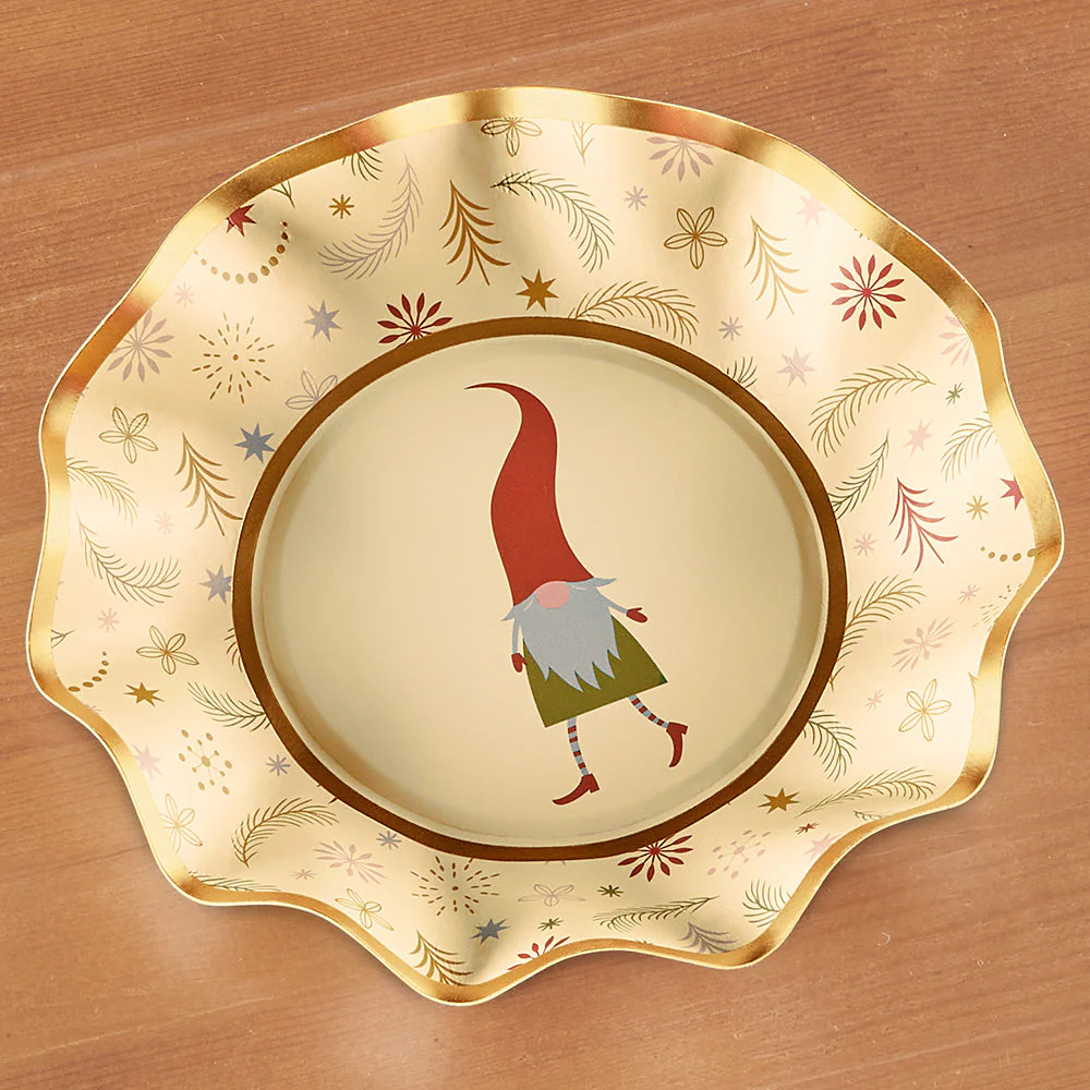 Sophistiplate Wavy Paper Plates & Bowls, Jolly Gnomes - Image 3