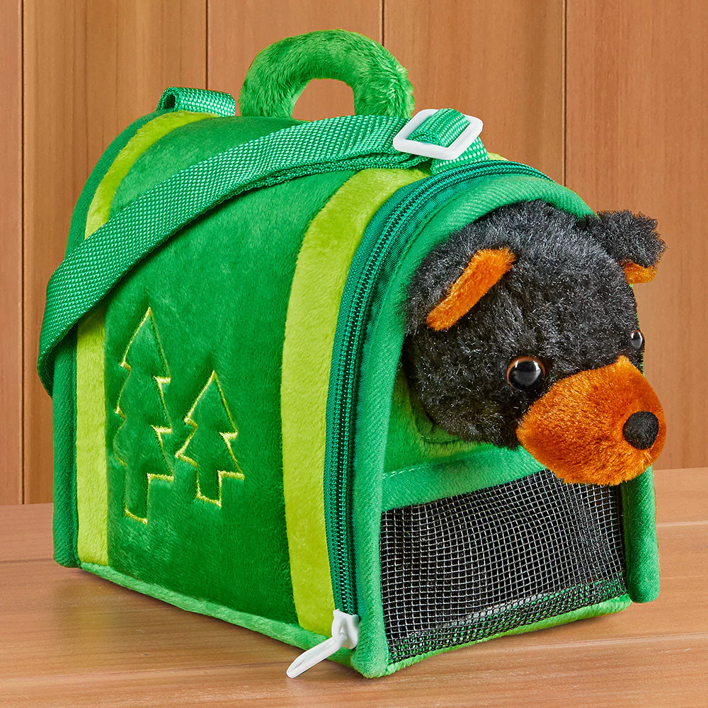 Stuffed Black Bear Plush Toy with Carrier - Image 2