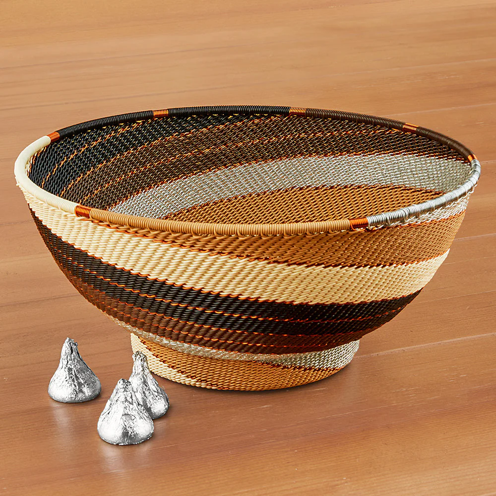 Telephone Wire Bowl, Mocha Spiral