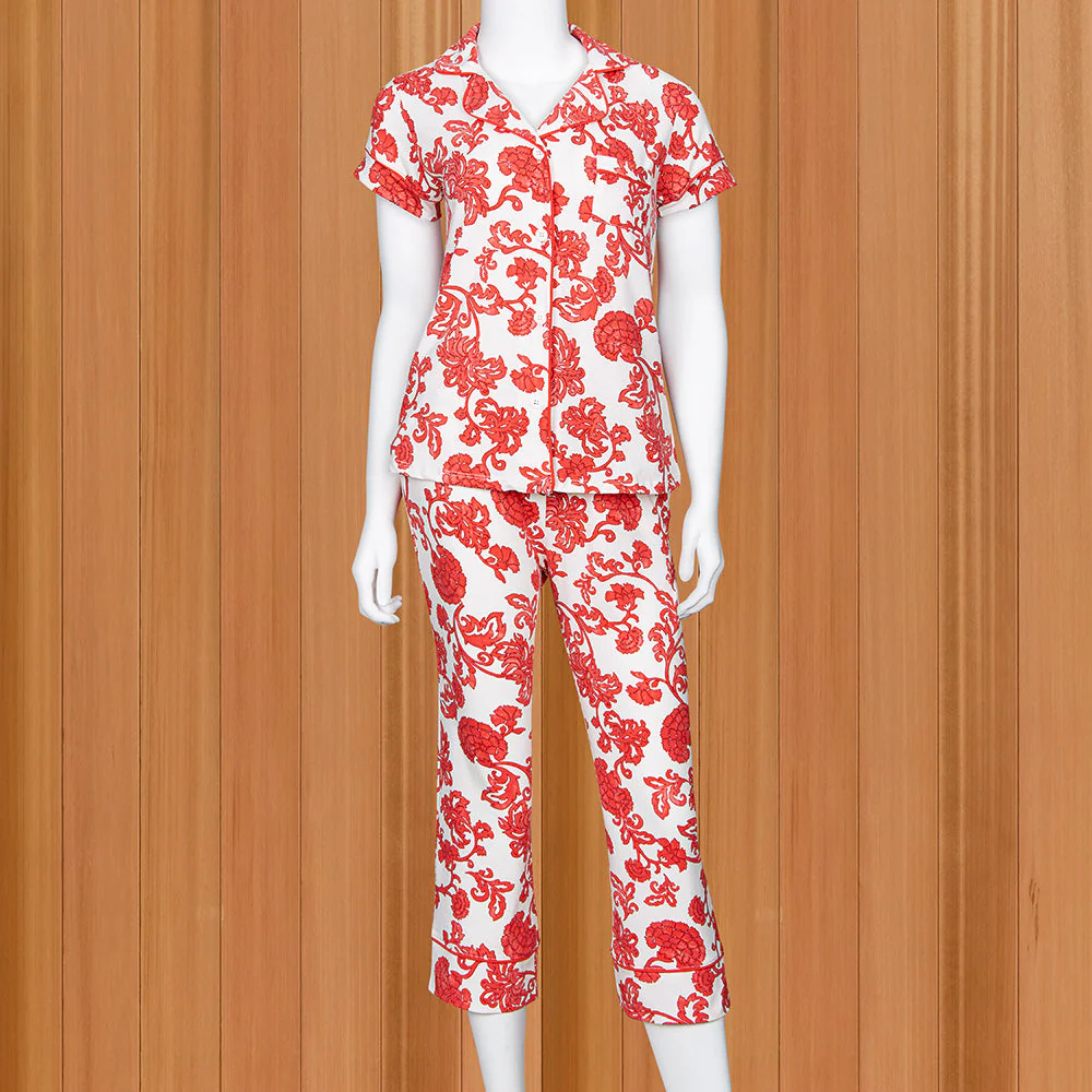 The Cat's Pajamas Women's Pima Knit Capri Pajama Set, Chrysantheme - Image 2