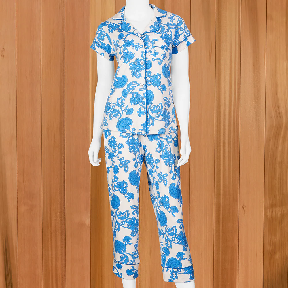 The Cat's Pajamas Women's Pima Knit Capri Pajama Set, Chrysantheme - Image 3
