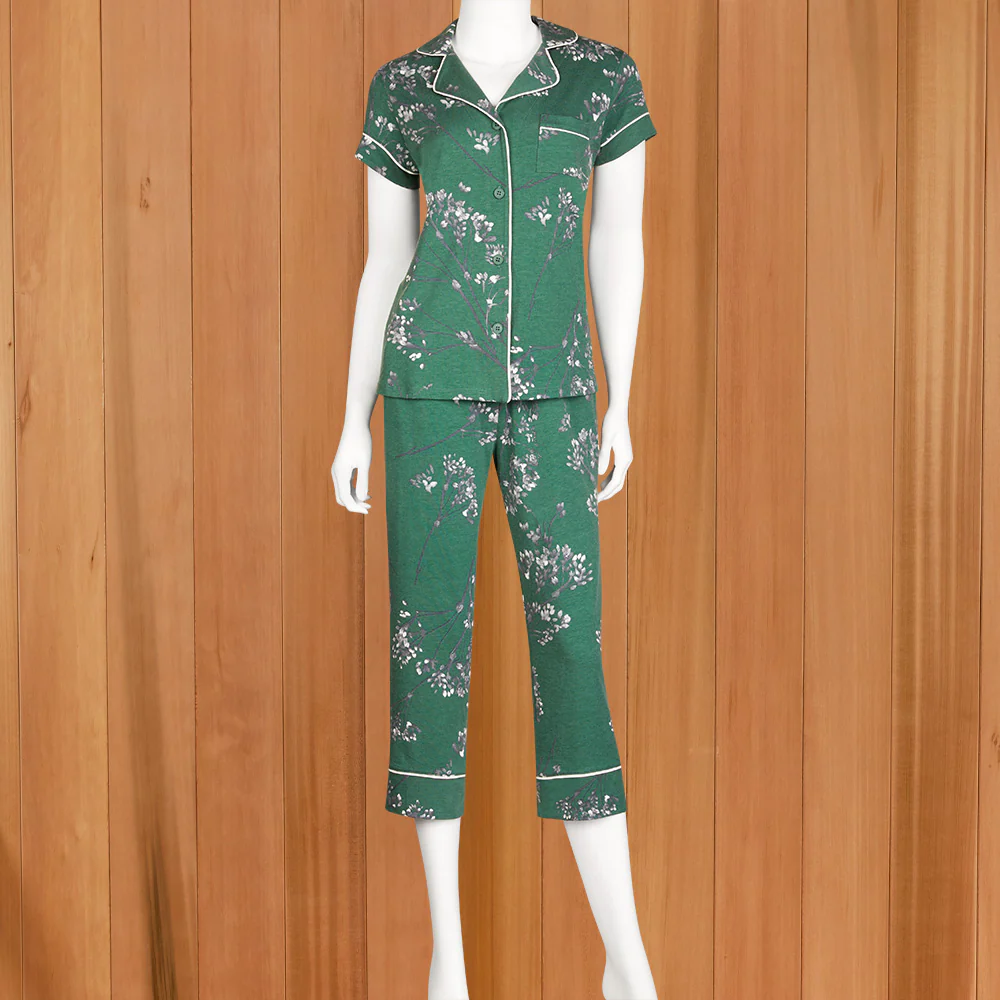 The Cat's Pajamas Women's Pima Knit Capri Pajama Set, Willow - Image 2