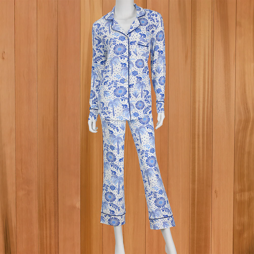 The Cat's Pajamas Women's Pima Knit Pajama Set, Palmera - Image 2