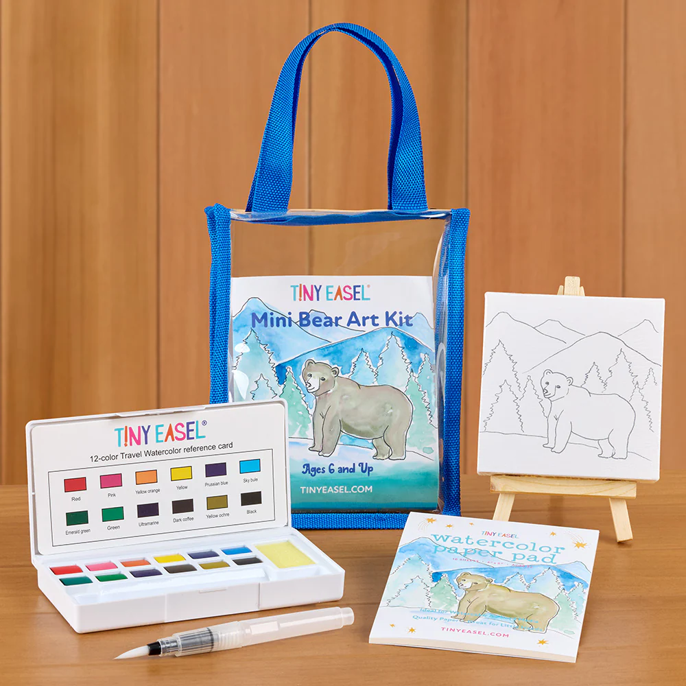Tiny Easel Mini Painting Art Kit, Bear - Image 2