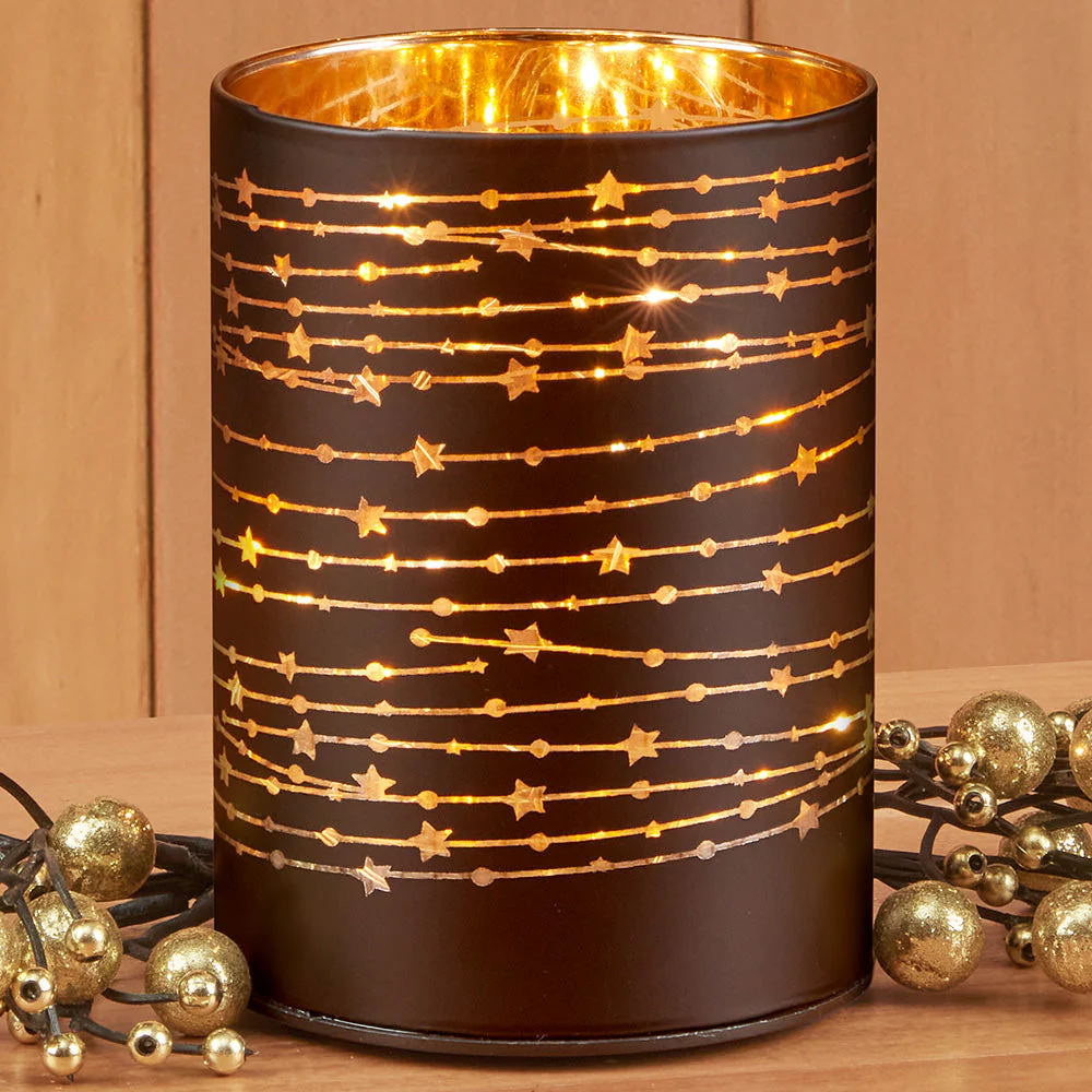 Torre & Tagus LED Glass Hurricane, Star Garland