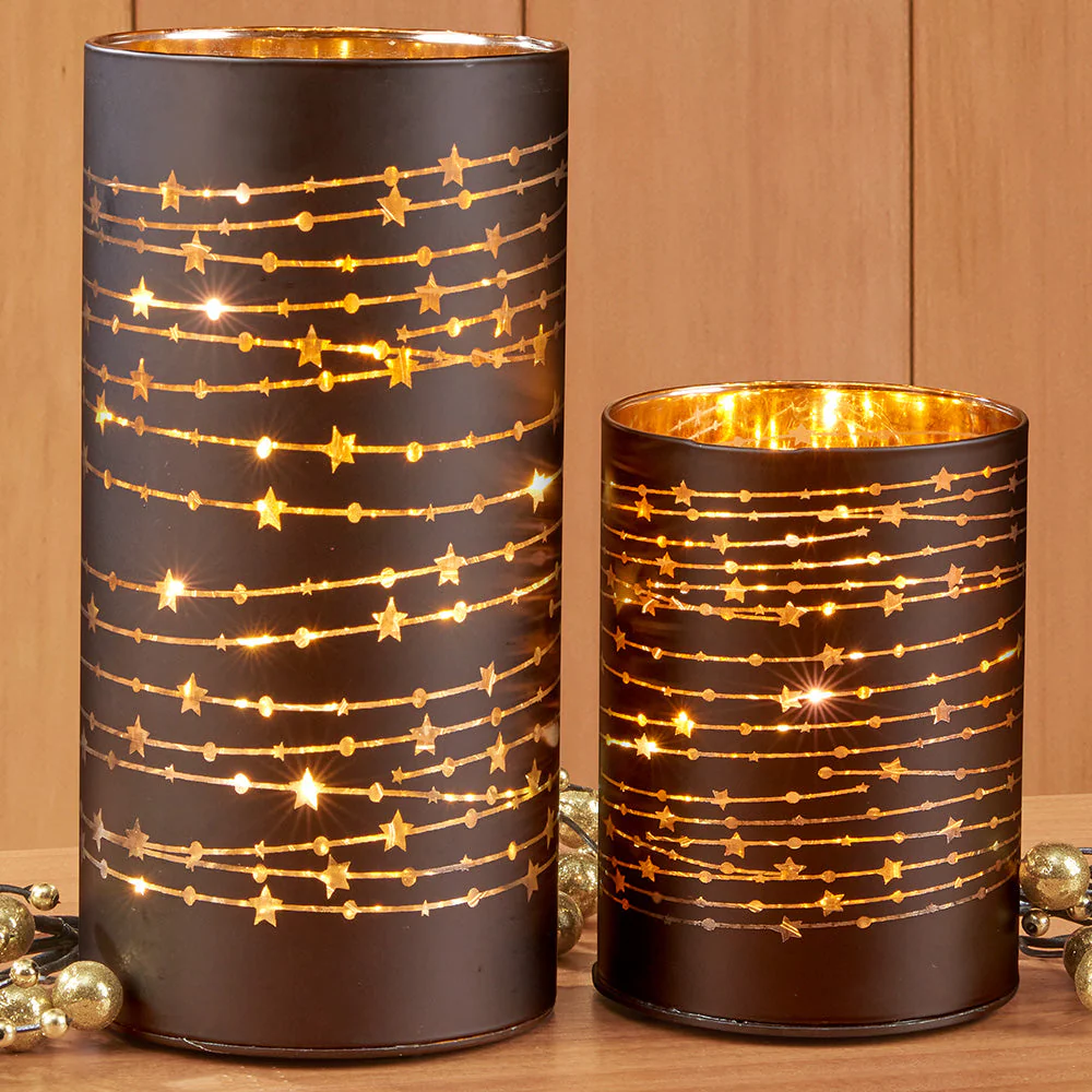 Torre & Tagus LED Glass Hurricane, Star Garland - Image 2