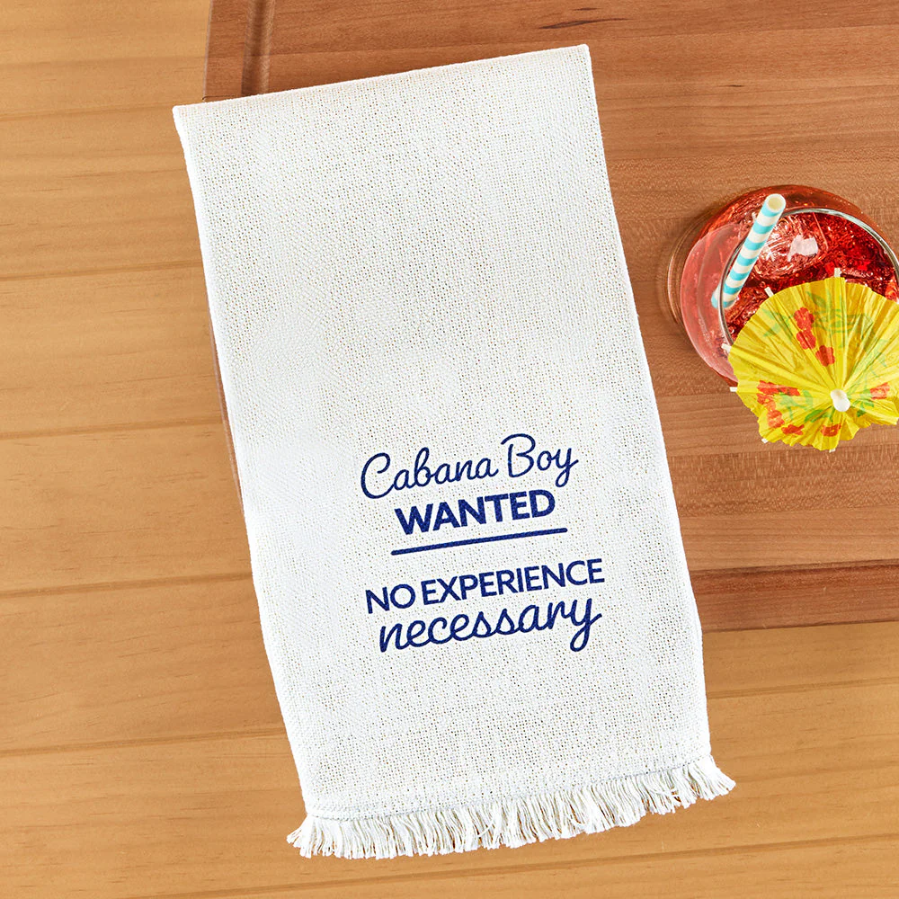 Toss Designs Fringed Linen Tea Towel, Cabana Boy Wanted