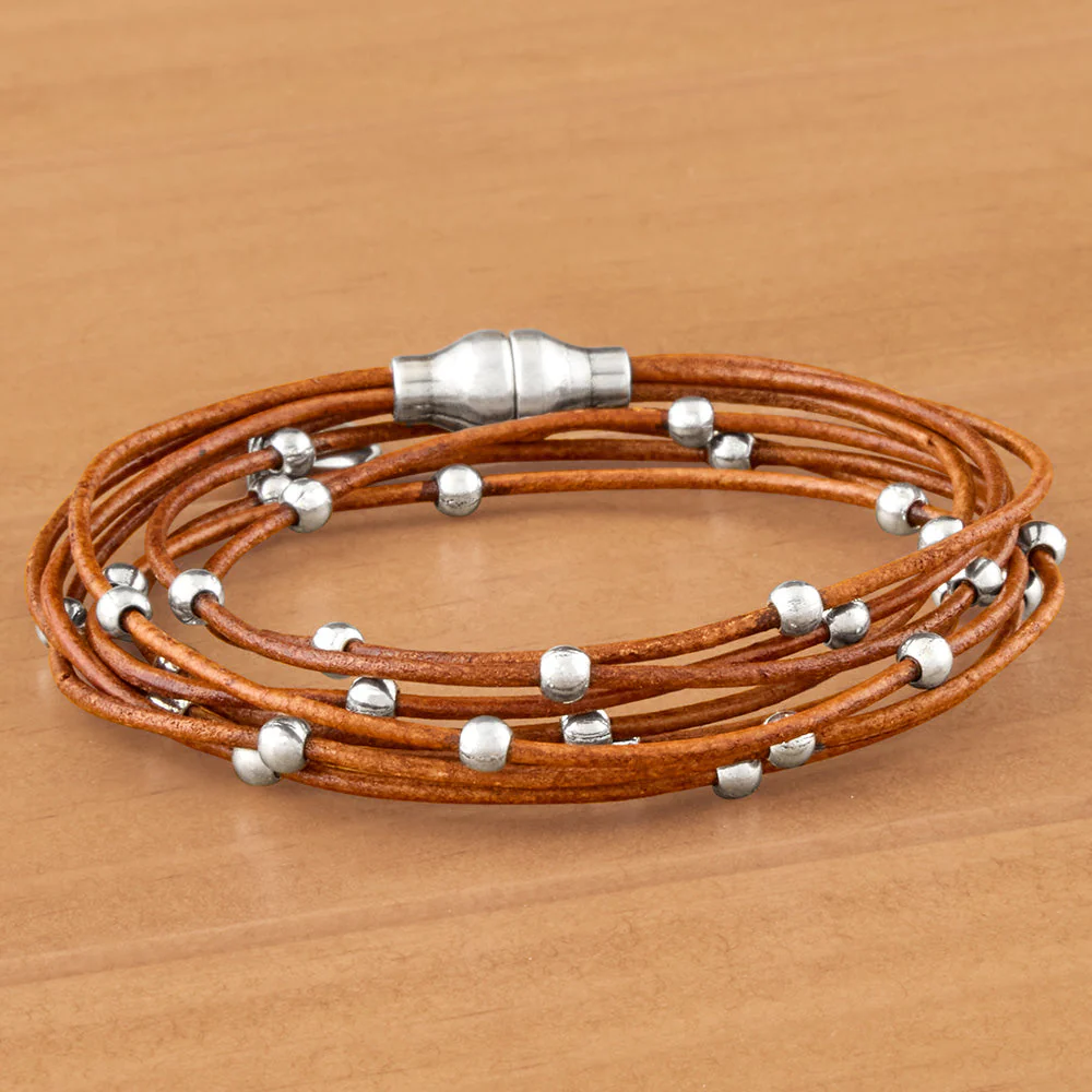 Trades By Haim Shahar Beaded-Leather Wrap Bracelet - Image 2