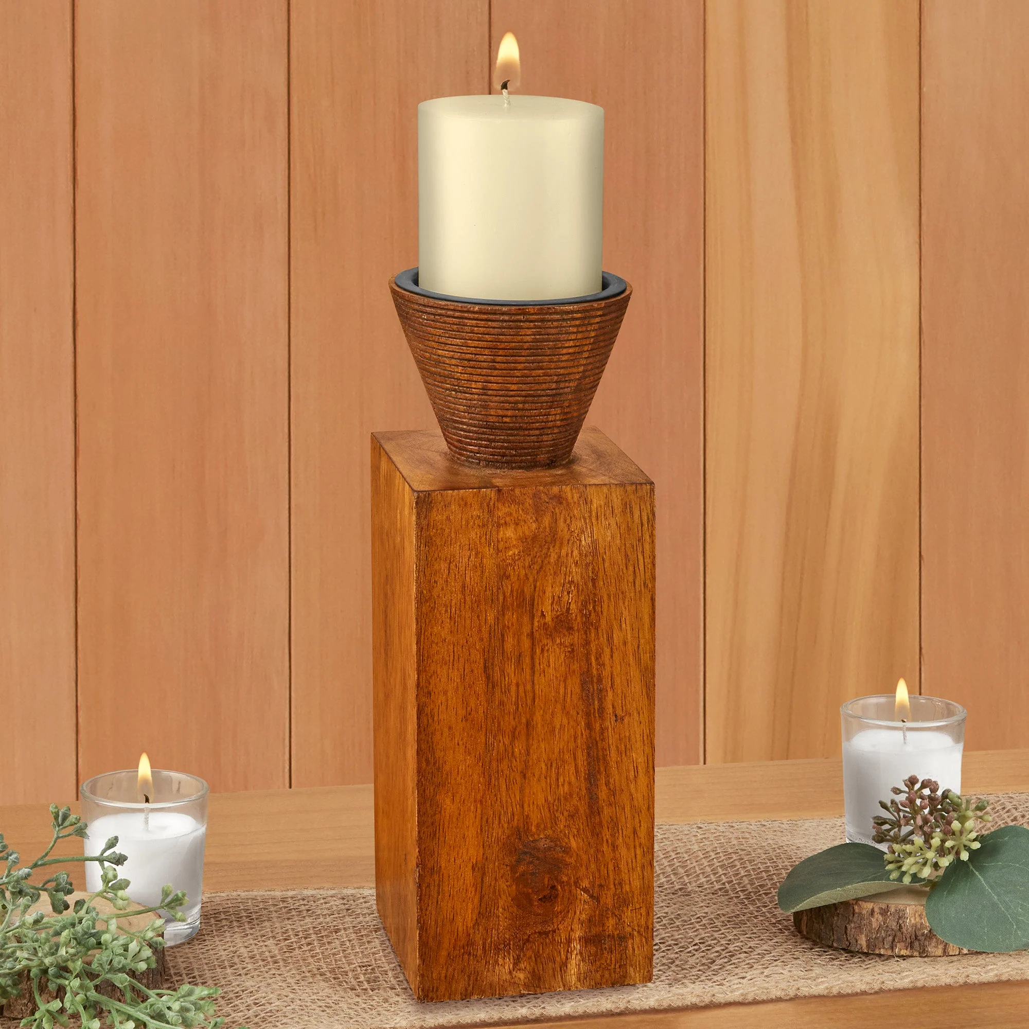 Turcan Wood Pillar Candleholder - Image 2