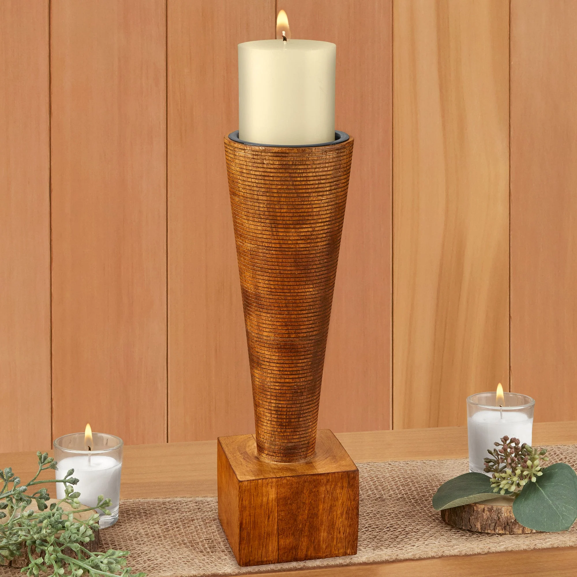 Turcan Wood Pillar Candleholder - Image 3