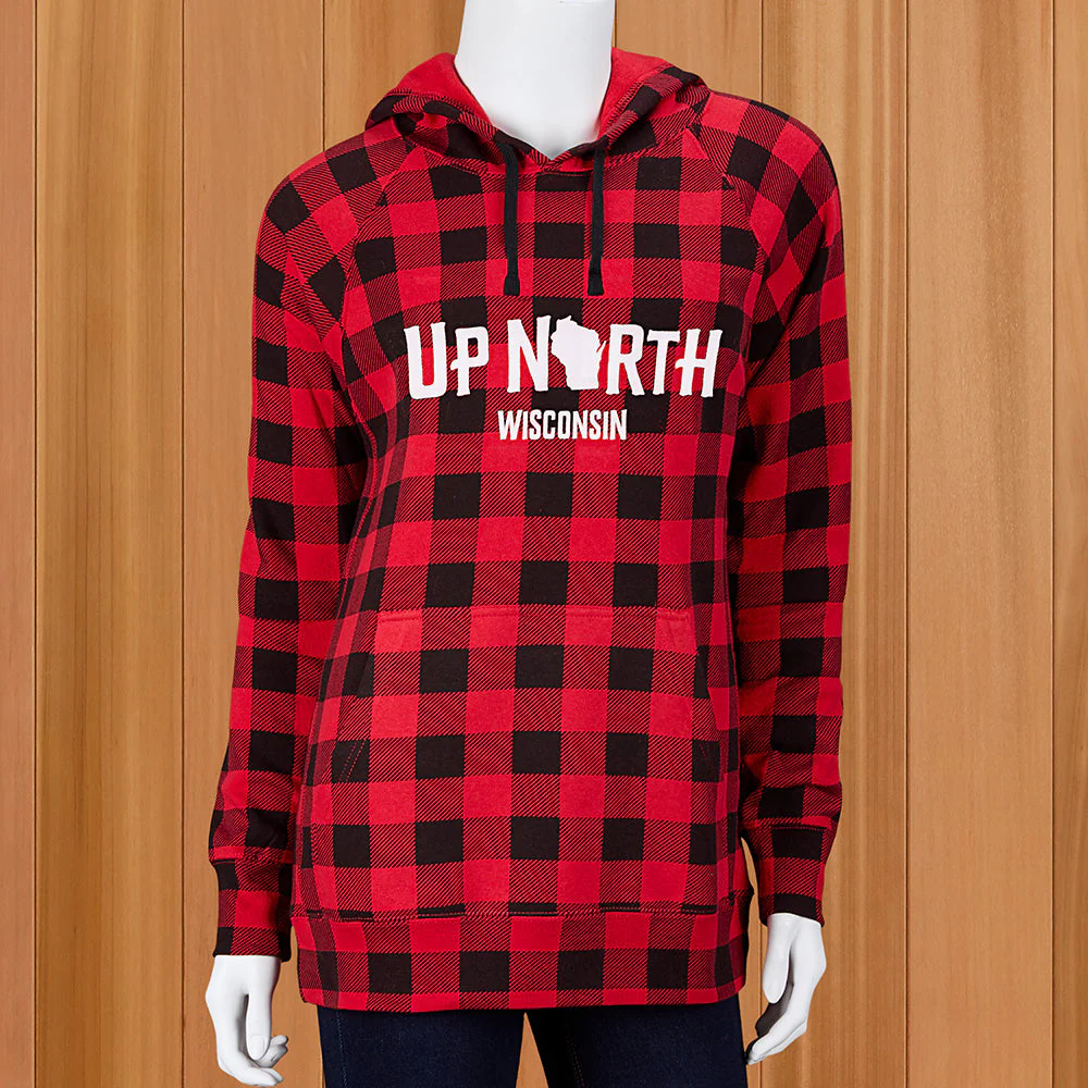 Unisex Buffalo Plaid "Up North" Wisconsin Hoodie - Image 2