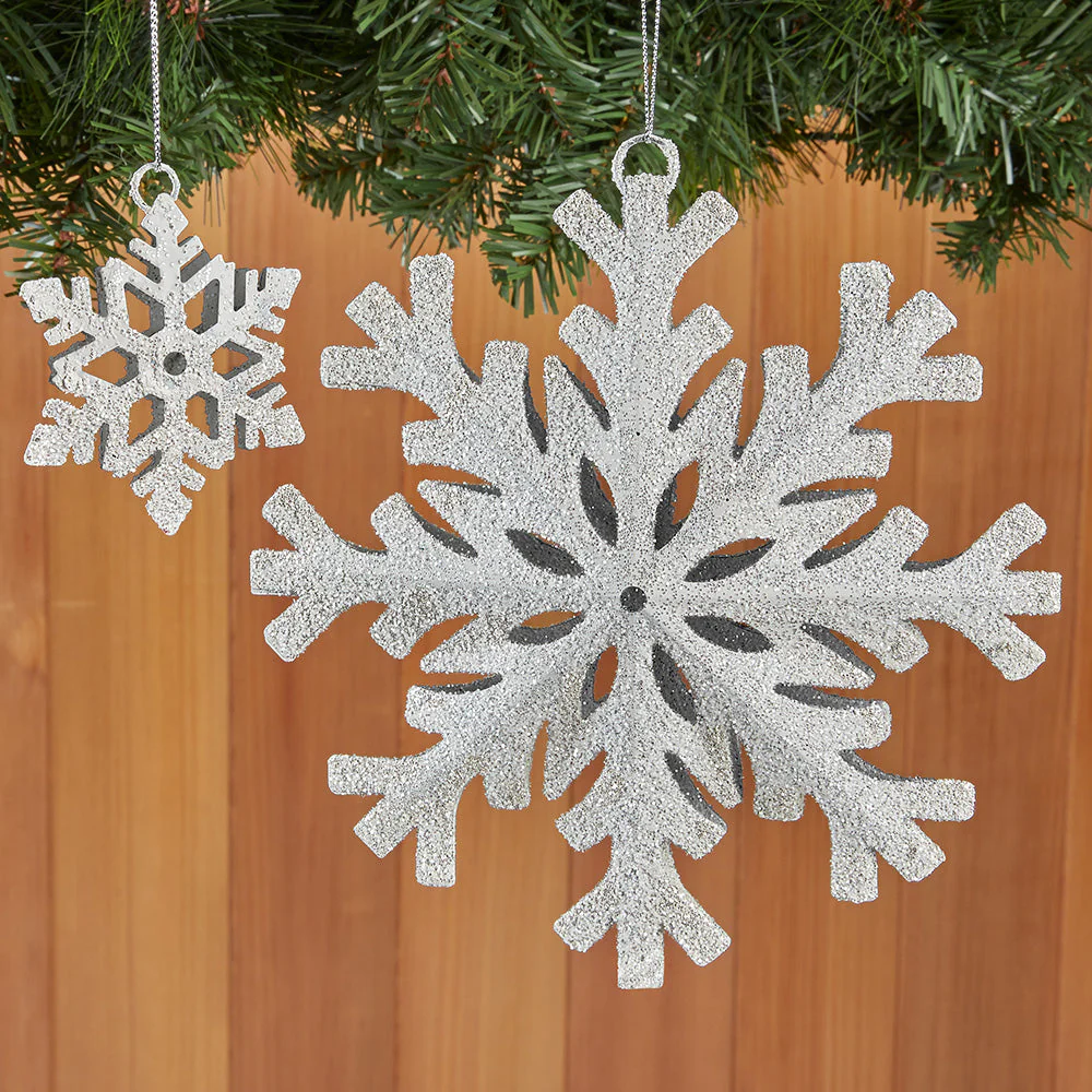 White Metal Snowflake Ornament - 3" and 8" - Image 4