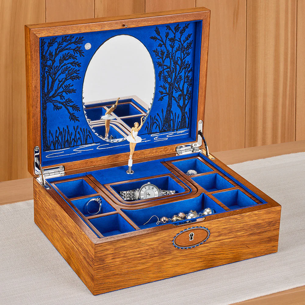 WOLF Turning Ballerina Musical Jewelry Box