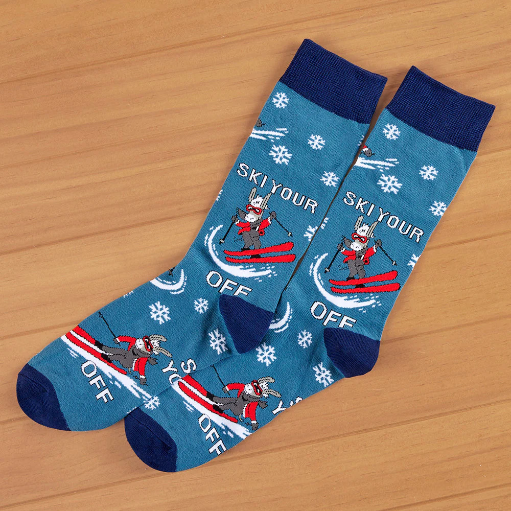 Women's and Men's Funny Crew Socks, Ski Off - Image 2