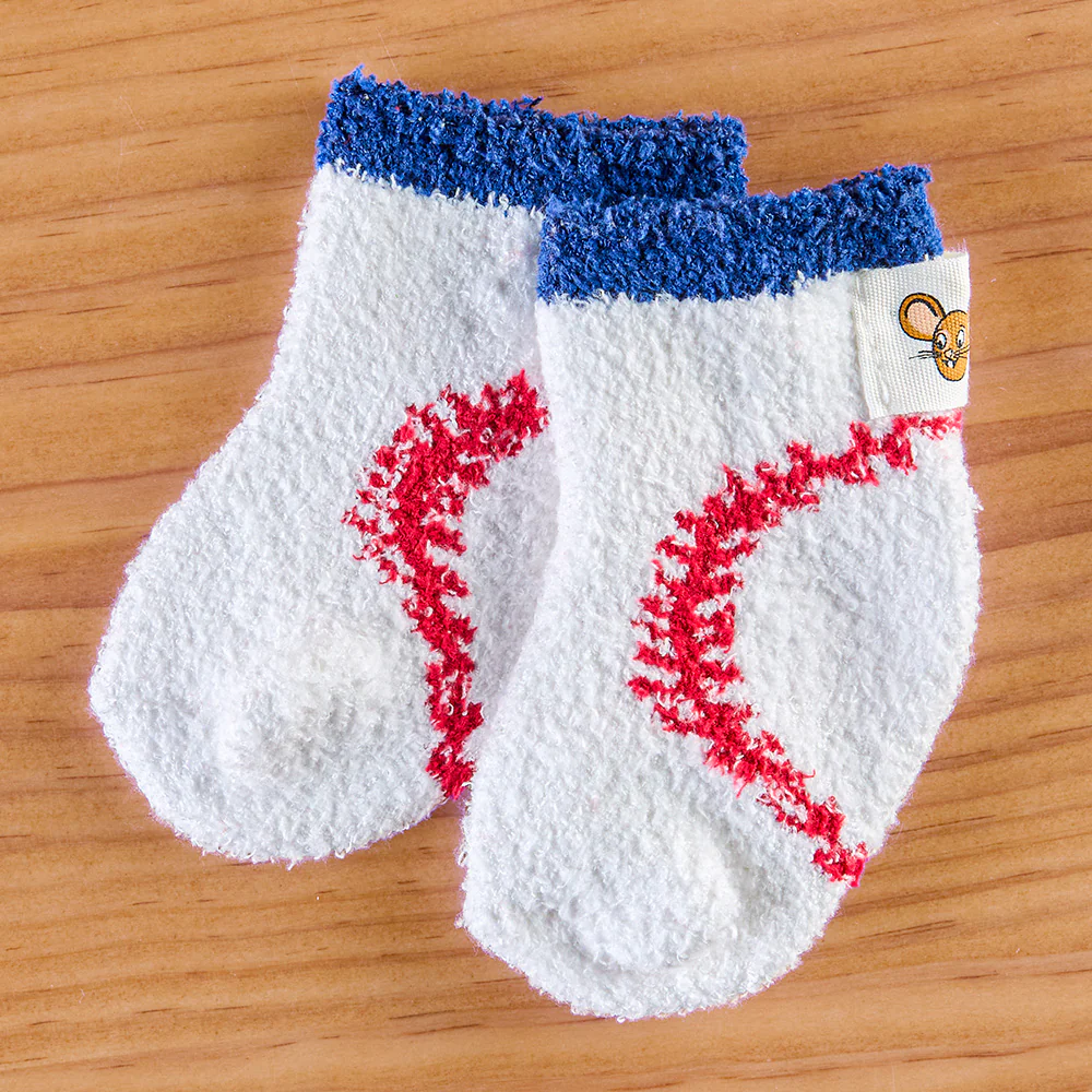 World's Softest Infant's Cozy Crew Socks with Grippers, Baseball