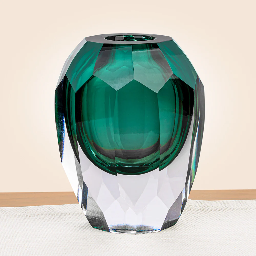 Zodax Aman Cut Glass Vase in Emerald - Image 2