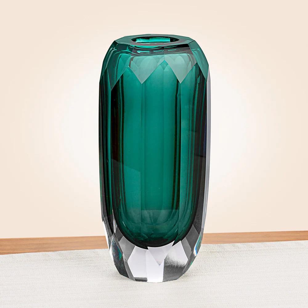 Zodax Aman Cut Glass Vase in Emerald - Image 3