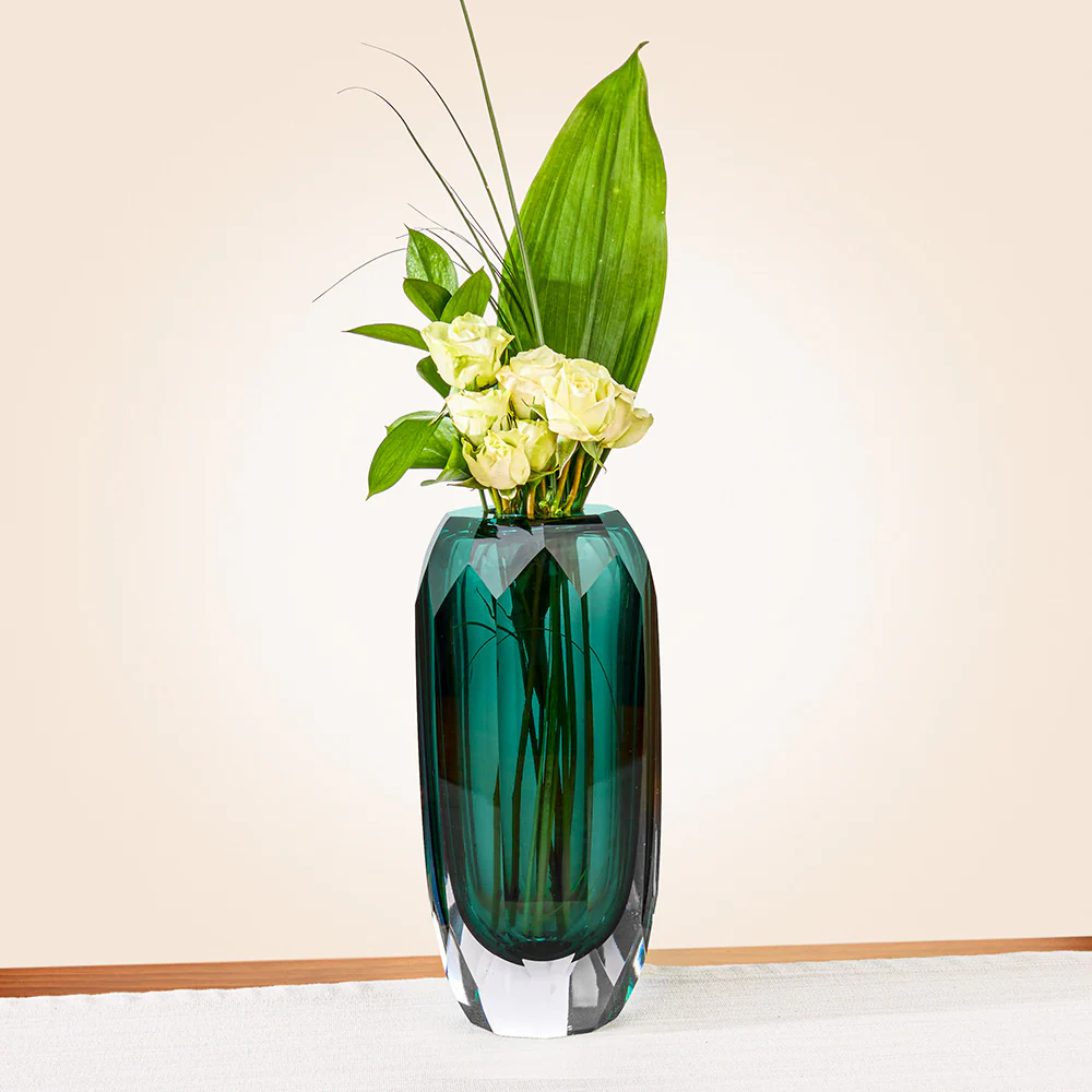 Zodax Aman Cut Glass Vase in Emerald - Image 4